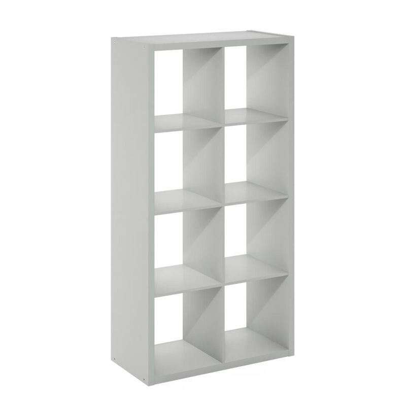 Furinno Cubicle Open Back Decorative Cube Storage Organizer, 8-Cube, Light Grey