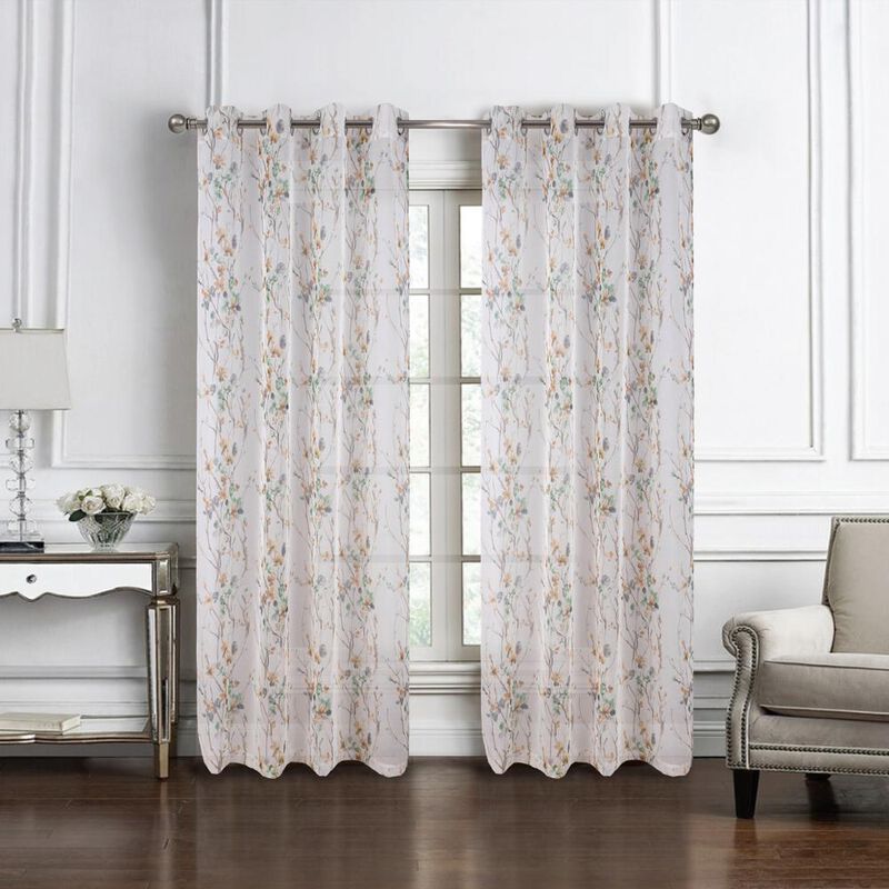 RT Designers Collection Amelia Printed Doily Grommet Light Filtering Curtain Panels for Bedroom 54" x 90" Sage