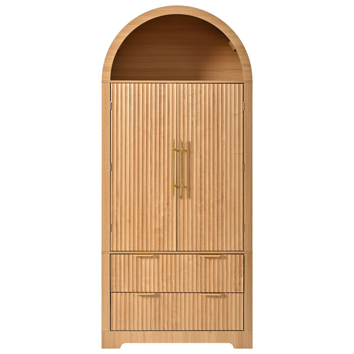 Merax Arched Pantry Cabinet with Door-Mounted Storage Racks, Adjustable Shelves