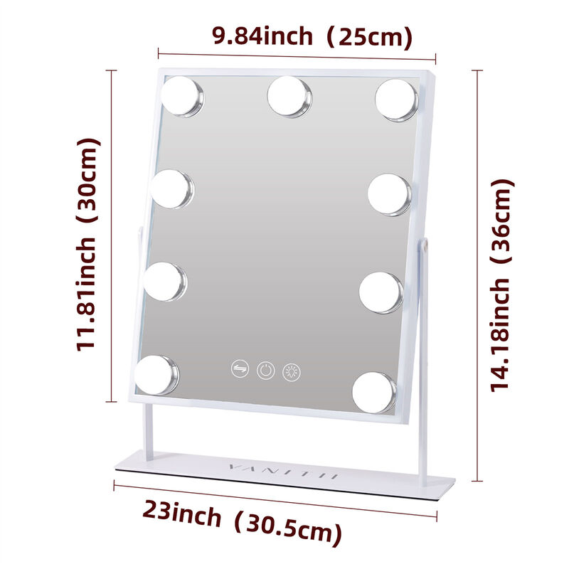 VANITII 12''W in × 14''H in Hollywood  Vanity Makeup Mirror With Lights 9 LED Bulbs White
