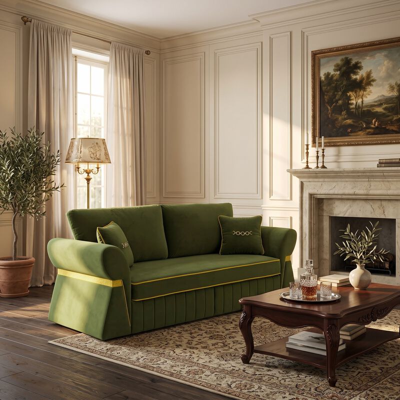 Pifpru 83.5 Inch Velvet 3 Seater Sofa Couch image number 3