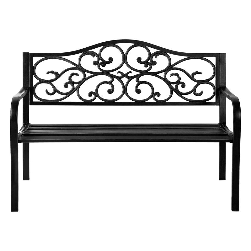 50in Waterproof Iron Garden Patio Outdoor Bench
