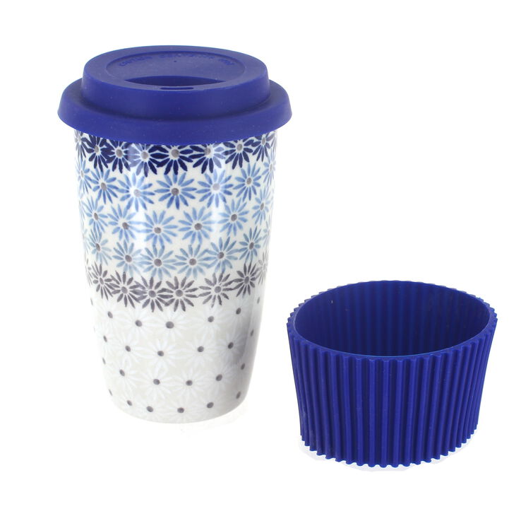 Blue Rose Polish Pottery Harmony Travel Coffee Mug