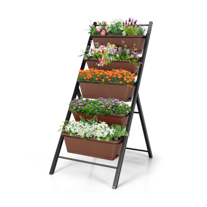 Hivvago 5-tier Vertical Garden Planter Box Elevated Raised Bed with 5 Container