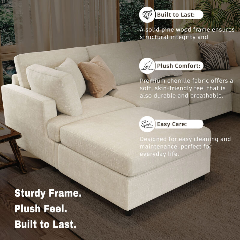Merax U-Shaped Sectional Sofa with Movable Ottoman image number 5
