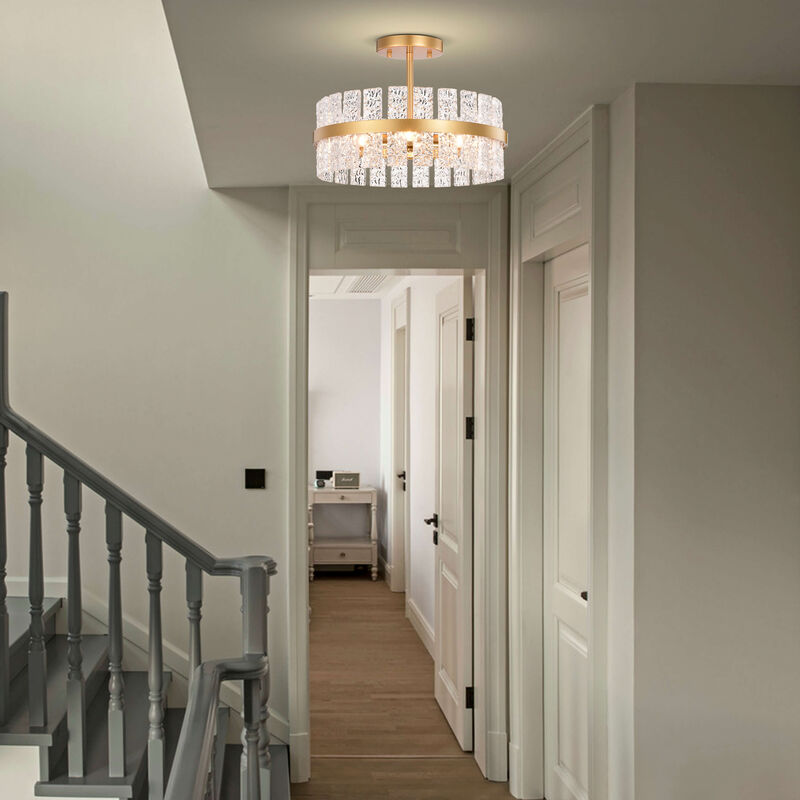 Gina Glossy Bronze 4-light Drum Glass Strip Flush Mount image number 3