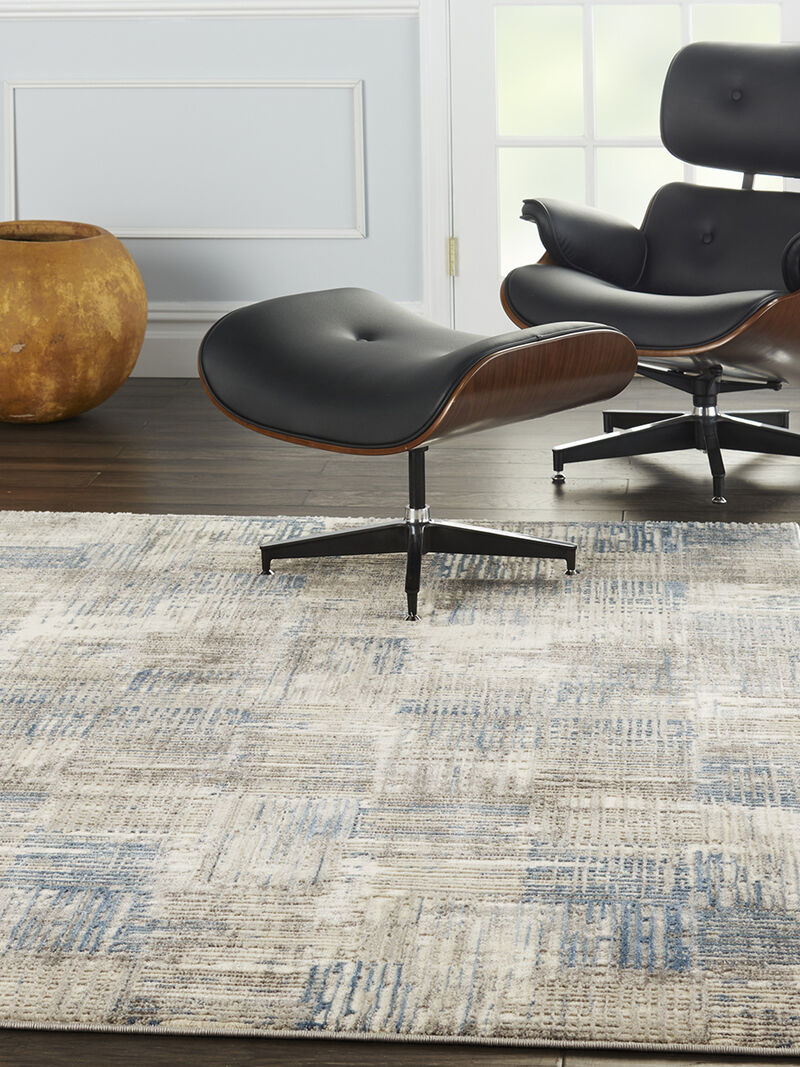 Solace SLA03 Ivory/Gray/Blue 5'3" x 7'3" Rug image number 7