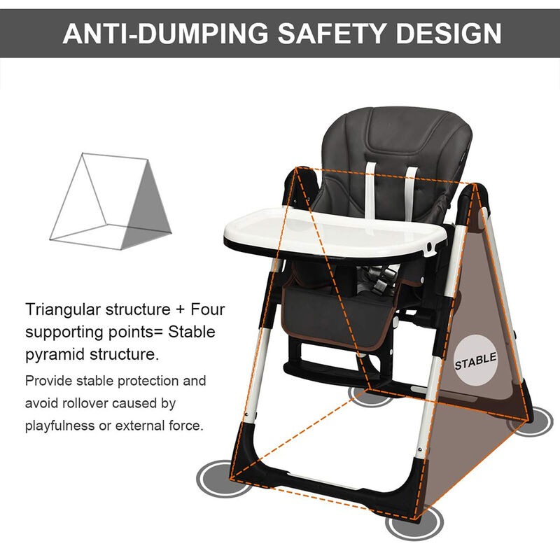 Foldable High chair with Multiple Adjustable Backrest