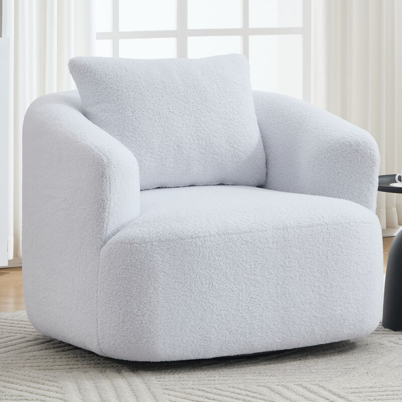 GOODSILO 360-Degree Swivel Round Upholstered Comfort Chair with Plush Pillow image number 1