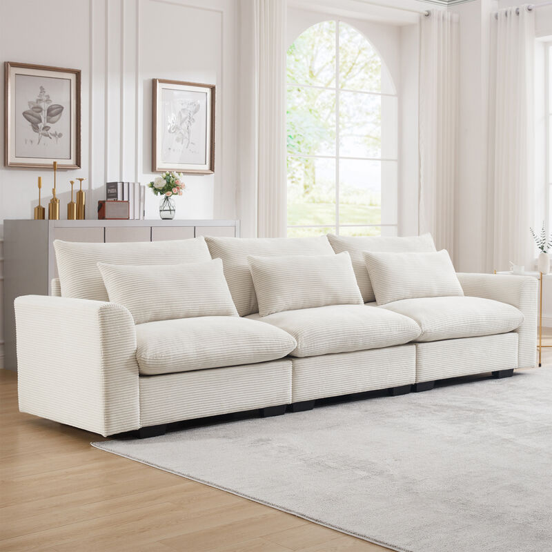 Merax 3 Seater Deep Seat Corduroy Sofa Couch image number 2