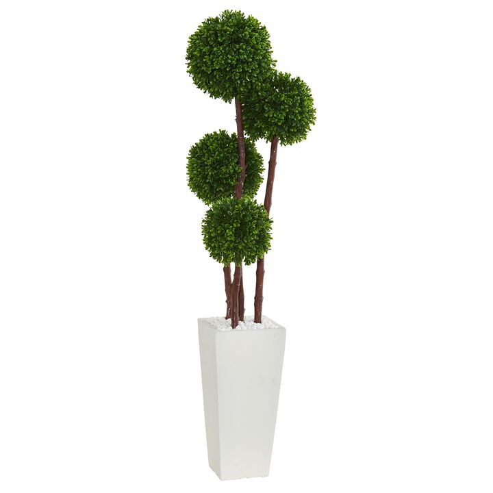 HomPlanti 4 Feet Boxwood Topiary Artificial Tree in Planter UV Resistant (Indoor/Outdoor)