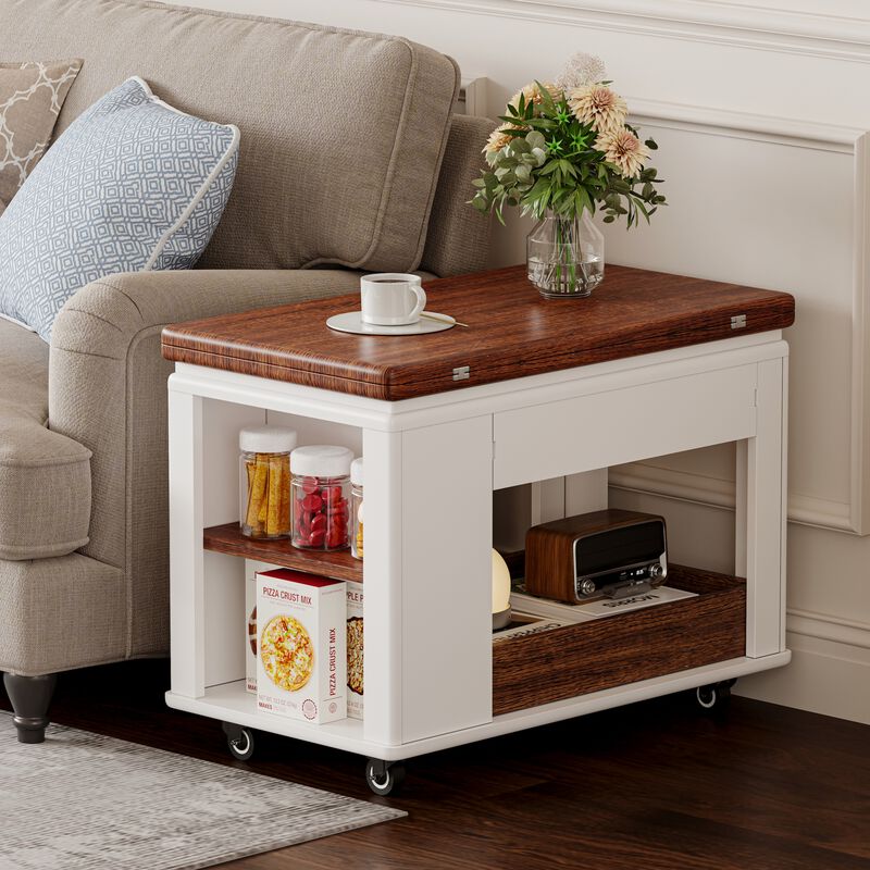 Merax Modern Multi-Function Coffee Table/Side Table with Foldable Top & Casters