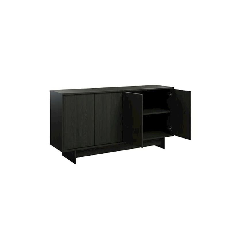 Prepac Finnley Sideboard Cabinet Buffet Black Oak Engineered Wood with Storage