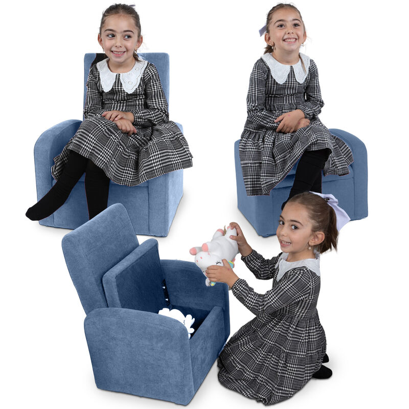Upholstered Kids Recliner Chair with Built-In Side Storage