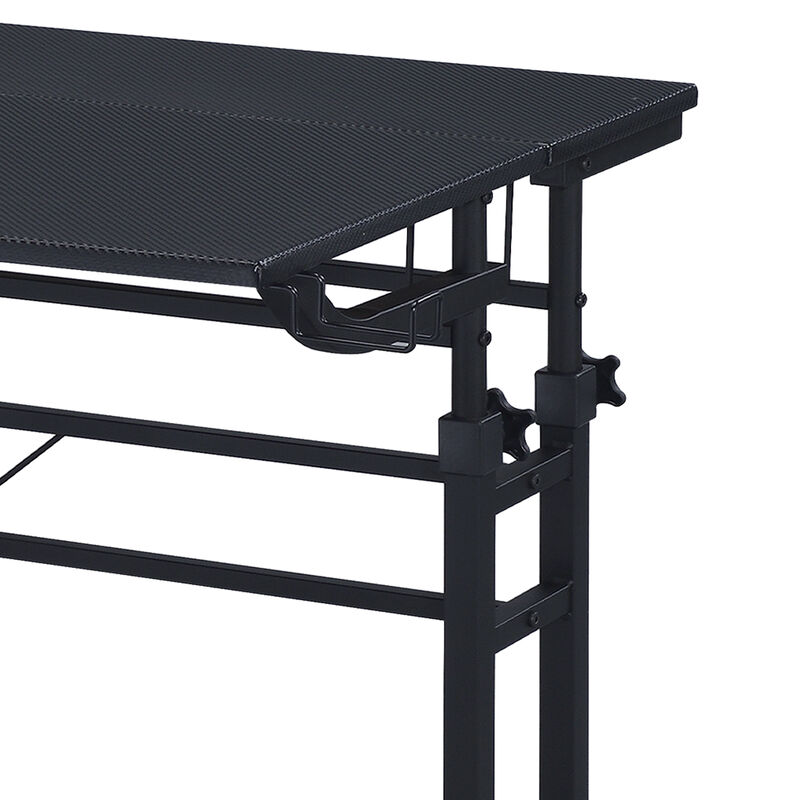 Rolling Writing Desk with Height Adjustable Desktop and Moveable Shelf, Black