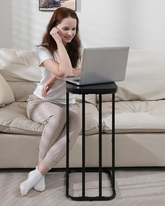 KJGKK C Shaped End Table Set of 2, Small Side Table for Sofa and Bed, Couch Tables That Slide Under, Tall Tv Tray Table for Livi
