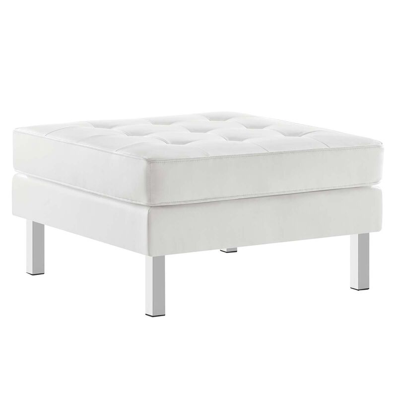 Loft Tufted Vegan Leather Ottoman image number 0