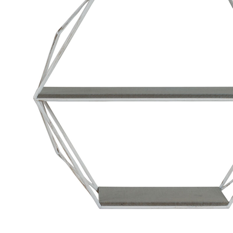 Metal/Wood Hexagon Wall Shelf image number 3
