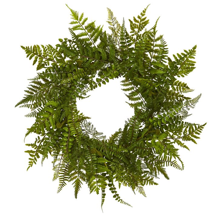HomPlanti 24" Mixed Fern Wreath