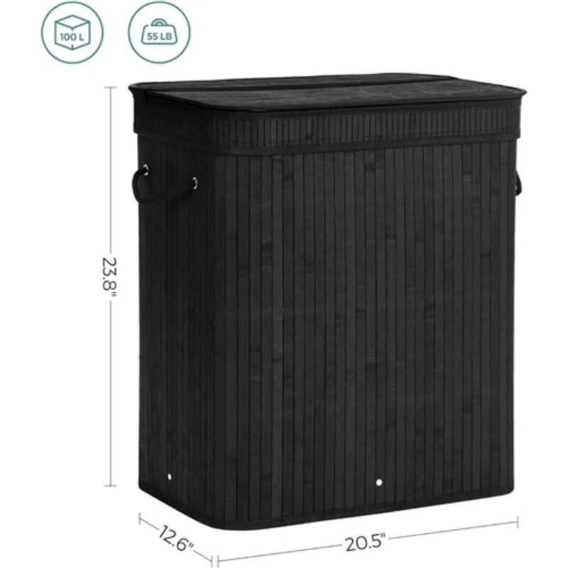 26-Gallon Wicker Wood Laundry Hamper with Removable Cotton Liner Bag