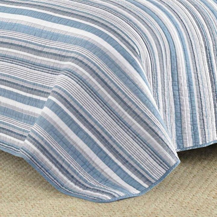 3 Piece Nautical Anchor Blues 100-Percent Cotton Reversible Quilt Set