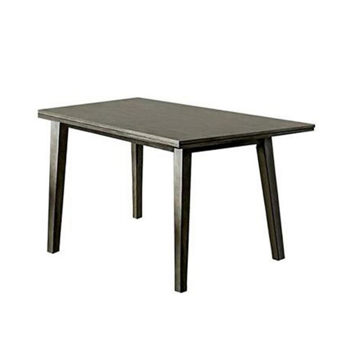 Rectangular Wooden Dining Table with Tapered Block Legs, Gray-Benzara