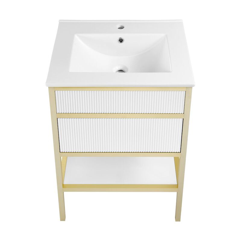 Cache 24" Freestanding Bathroom Vanity in White with Sink Top image number 7