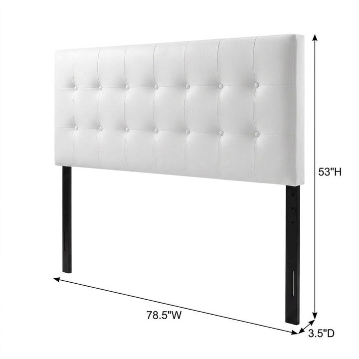 Vinyl-Upholstered King Headboard Only with Padded Panel, Stand-Alone, White