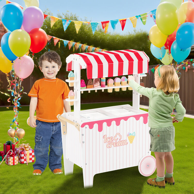 Kids Ice Cream Stand Cart with Display Rack and Toy Accessories image number 6