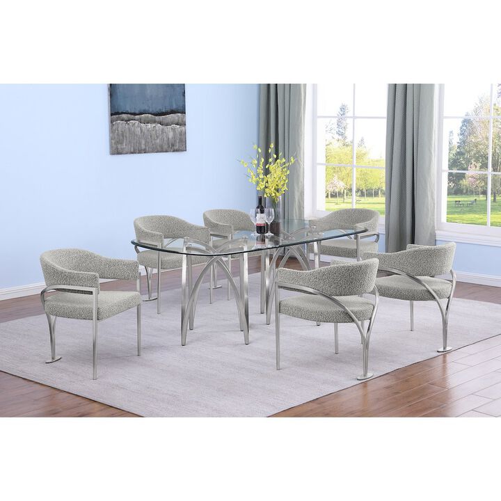 6-Piece Tempered Glass Dining Table Rich Matte