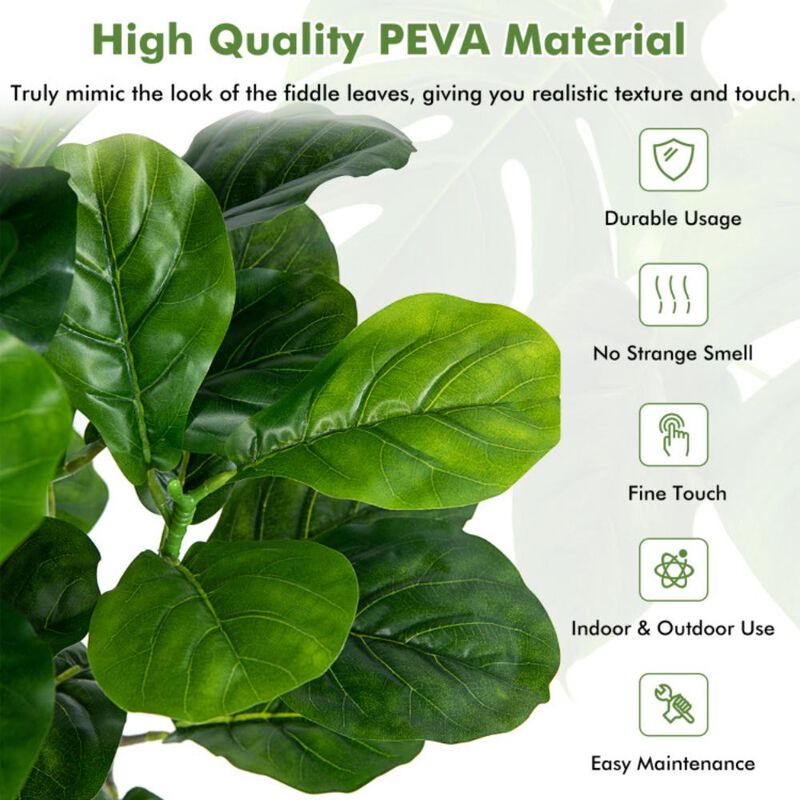 Hivvago 2-Pack Artificial Fiddle Leaf Fig Tree for Indoor and Outdoor