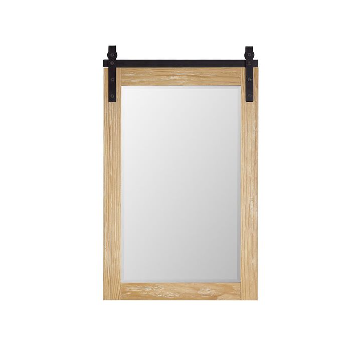 Vinnova Design Cortes 24 Rectangular Bathroom Vanity Barndoor Wall Mount Mirror in Pine