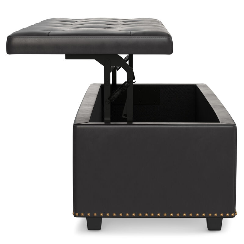 Hamilton Lift Top Rectangular Storage Ottoman in Tanners Brown Faux Leather image number 6