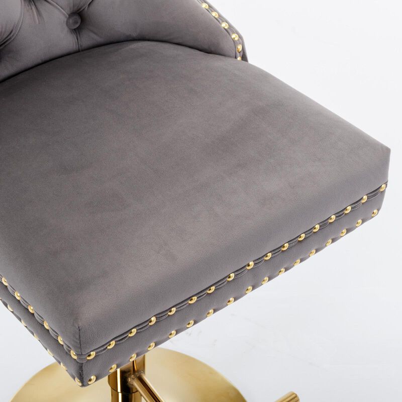 Swivel Barstools Modern Upholstered Counter Chairs with Tufted Back & Adjustable Seat for Kitchen & Bar - Set of 2