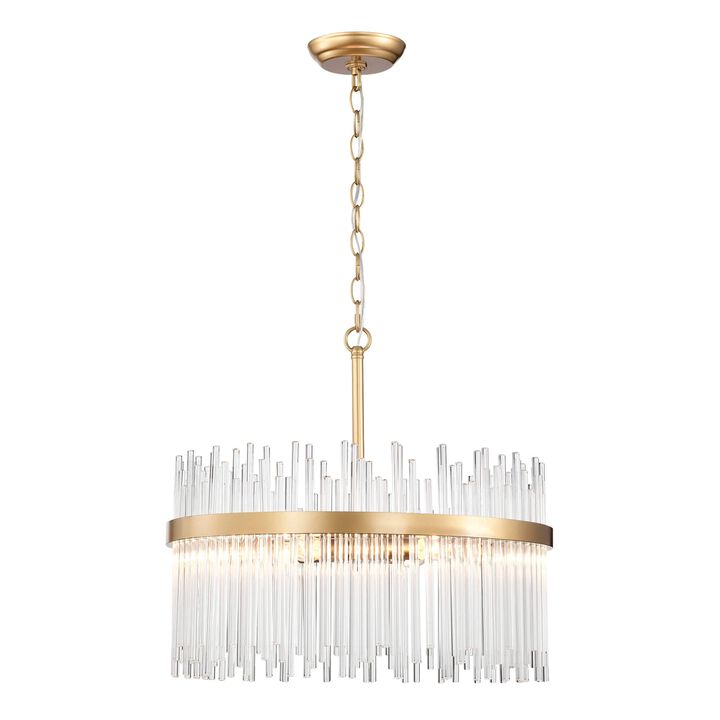 Elisa 5-light Shiny Bronze Chandelier with Clear Glass Bars