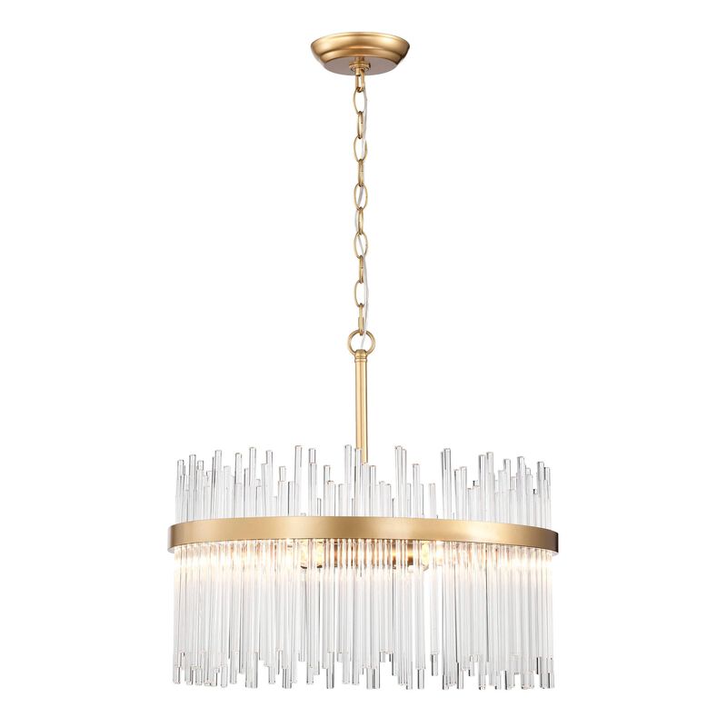 Elisa 5-light Shiny Bronze Chandelier with Clear Glass Bars image number 0