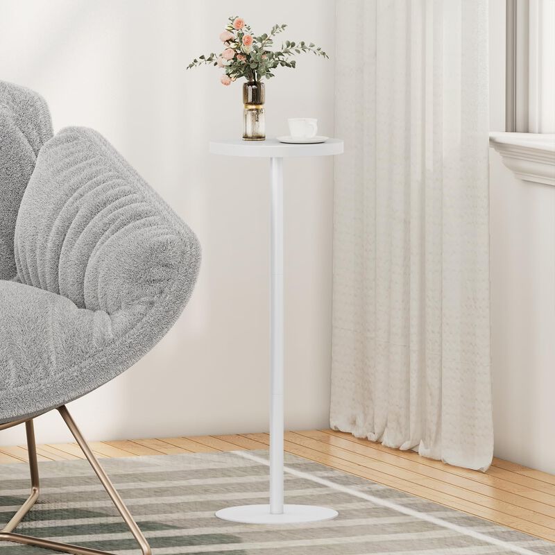 TUTOTAK Tall Round Side Table, Small End Table, Set of 2, Beside Table, Drink Table, Pedestal Side Table, livingroom, White TB01