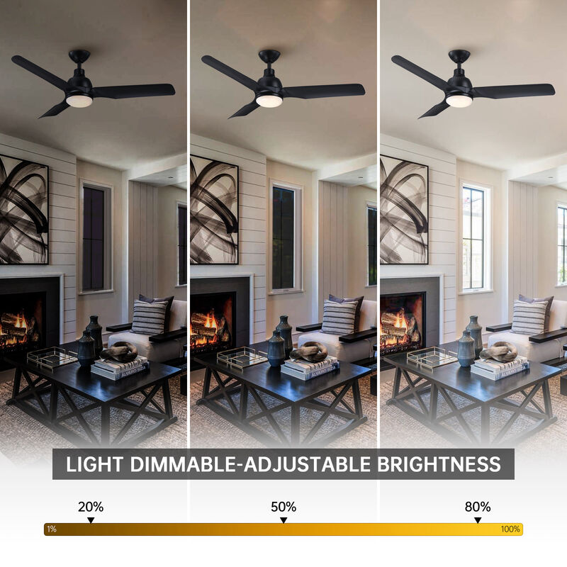 52 in. Black Reversible 6-Speed Ceiling Fan with Light and Remote