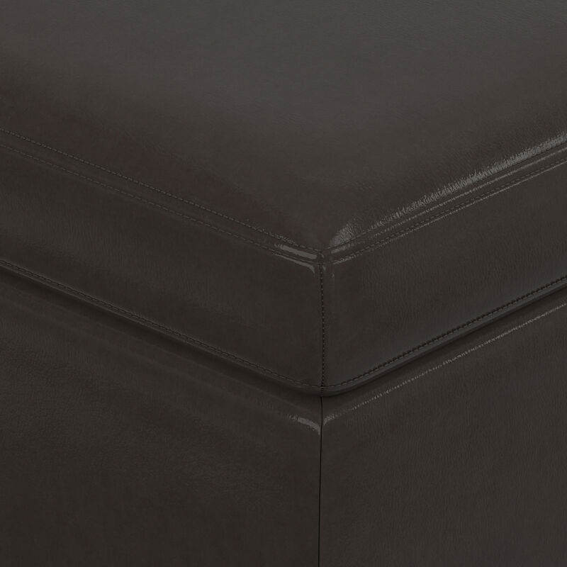 Owen 36 inch Wide Mid Century Modern Square Coffee Table Storage Ottoman in Tanners Brown Vegan Faux Leather, Assembled image number 4
