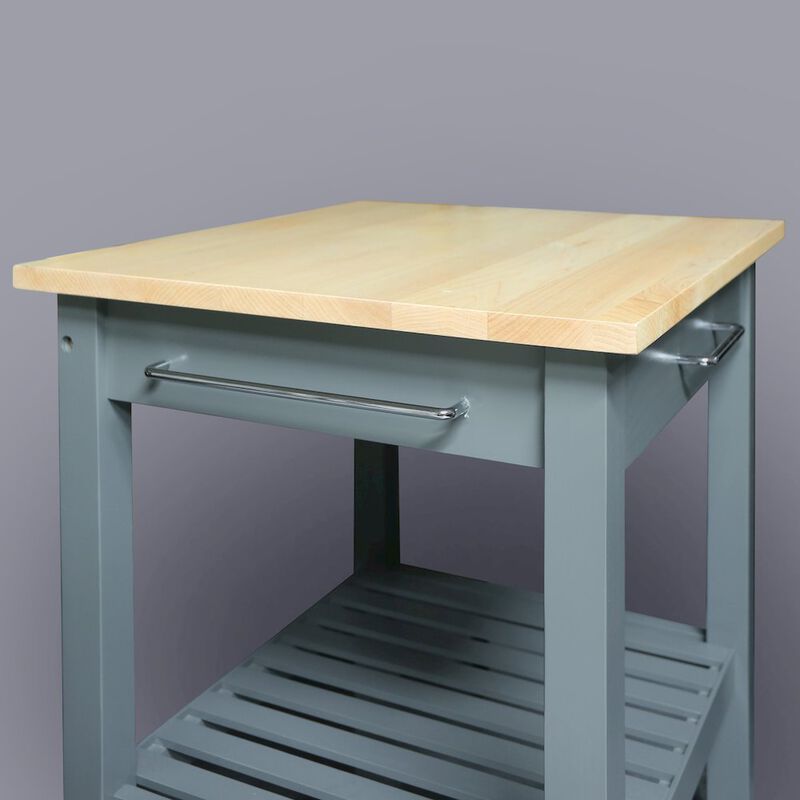 Casual Home Sunrise Kitchen Island with Solid Wood Top - Slate Gray