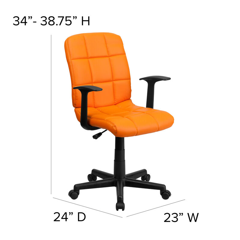 Clayton Mid-Back Quilted Vinyl Swivel Task Office Chair with Arms