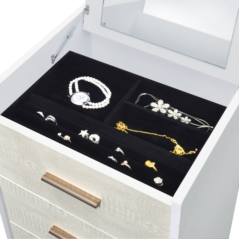 Myles Jewelry Armoire, White, Champagne & Gold Finish AC01168