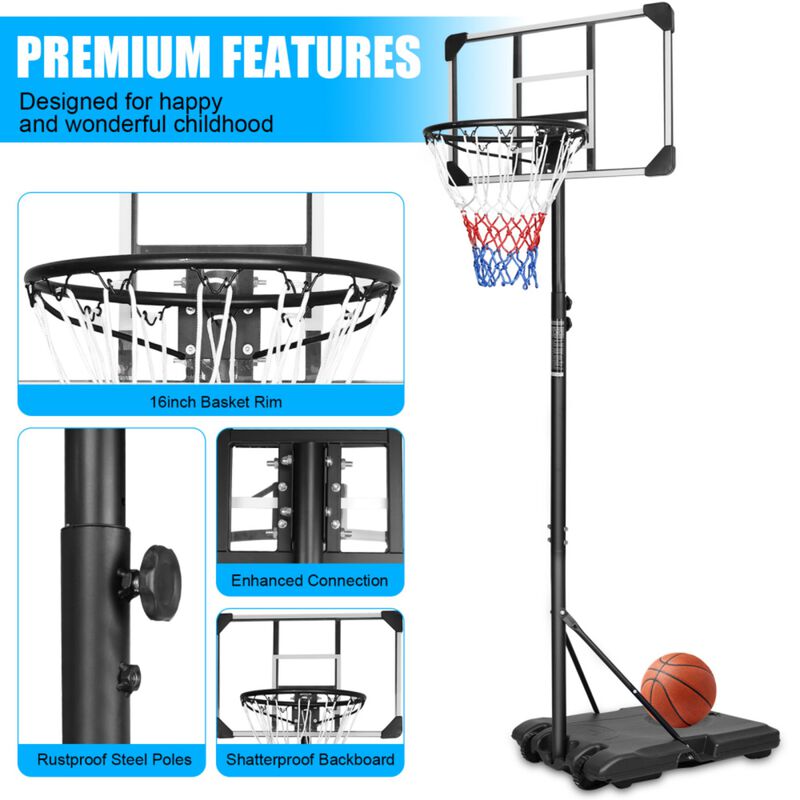 Wolvif 5.6-to-7ft Height Adjustable Portable Basketball Hoop image number 6