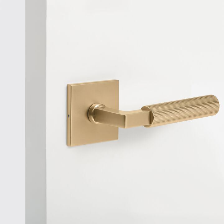 Mila Modern Linear Double Dummy Interior Door Handle with Square Rosette and Concealed Screws