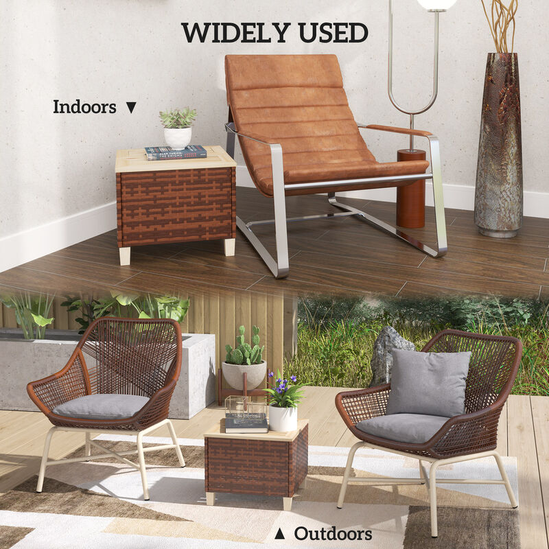 Hivvago Patio End Table with Fir Wood Legs image number 5