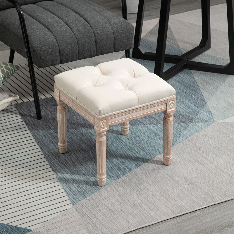 Hivvago Vintage Tufted Ottoman Bench with Wooden Legs image number 6