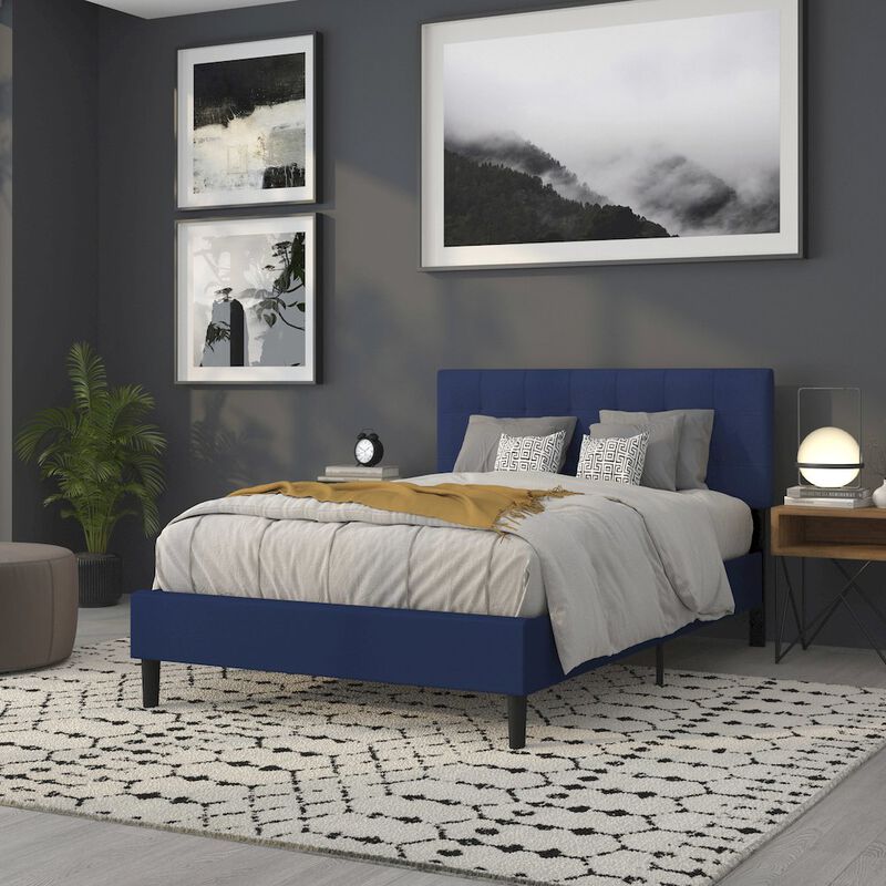 Flash Furniture Tufted Upholstered Full Size Headboard in Navy Fabric image number 9