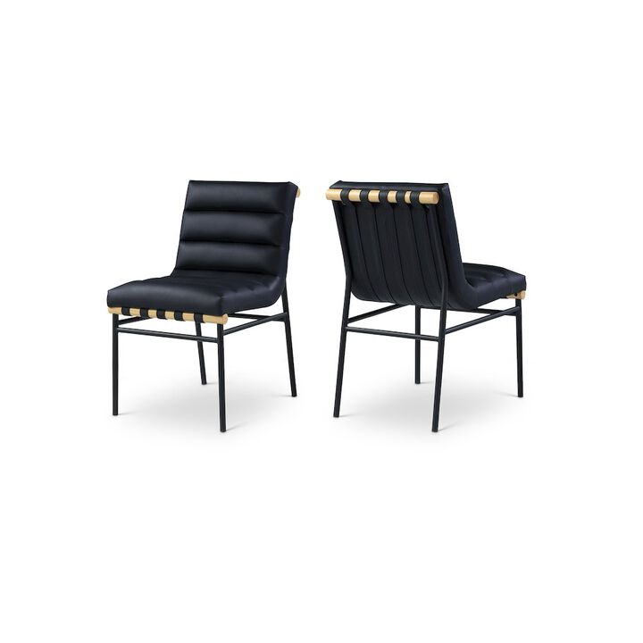 Meridian Furniture Burke Black Vegan Leather Dining Chair, Set of 2