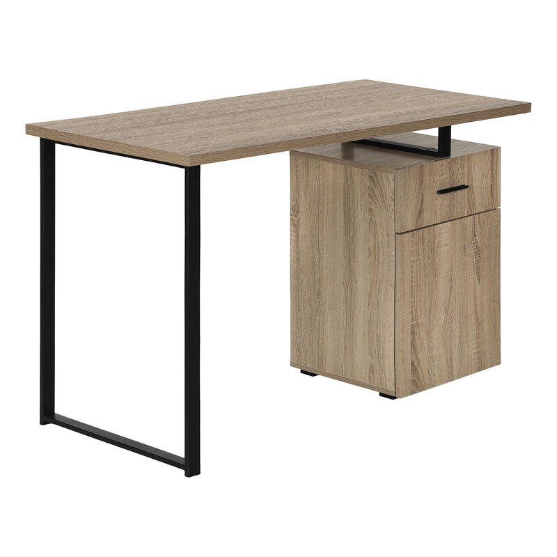 HomeRoots 47" Taupe and Black Wood and Metal Sled Computer Desk image number 3