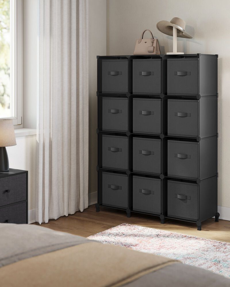 Elegant 12-Cube Storage Unit with Adjustable Shelving